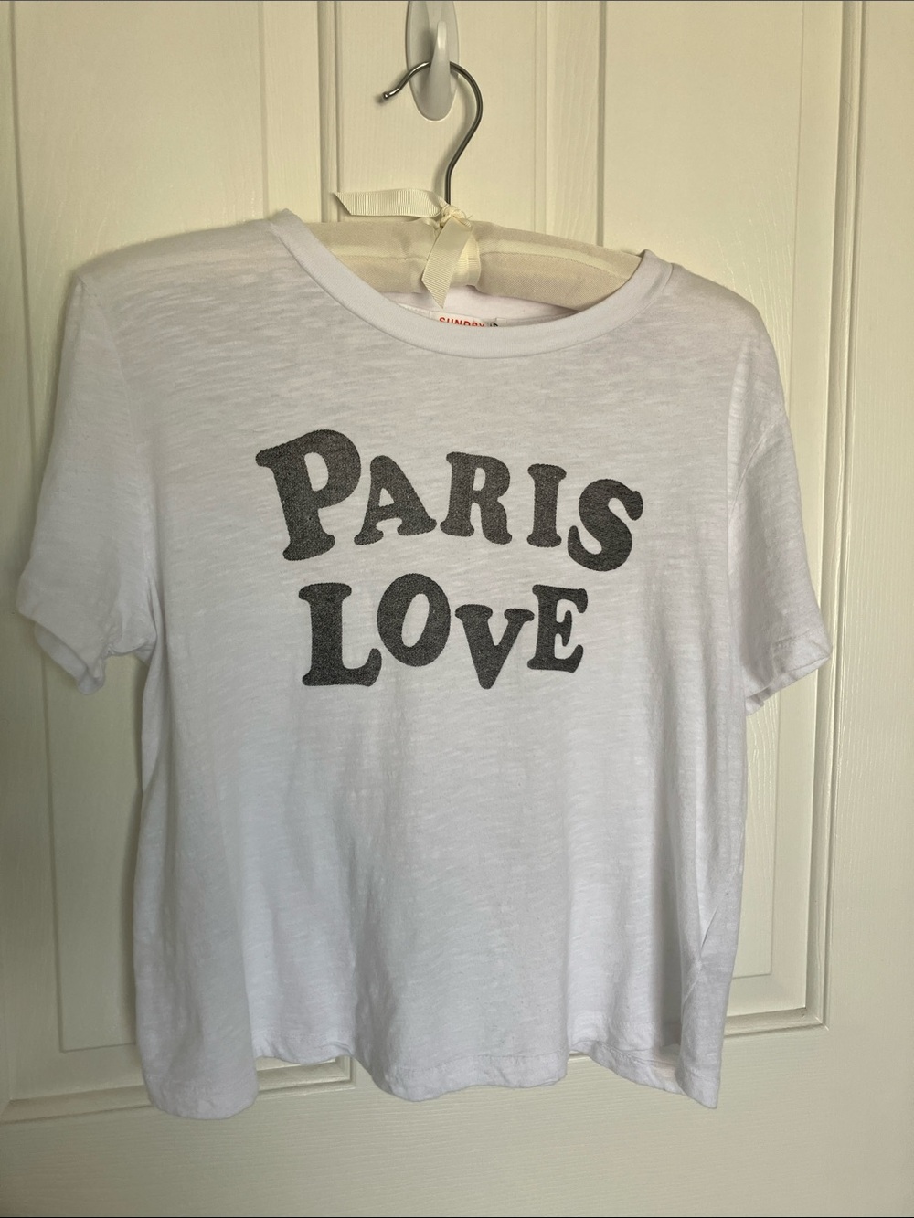 Sundry Anthropologie White 'Paris Love' Short Sleeve Tee